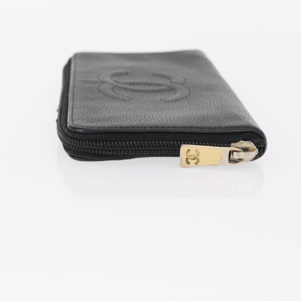 Chanel CC Zip Around Wallet Stitched Lambskin, BLACK, LEATHER, Wallets