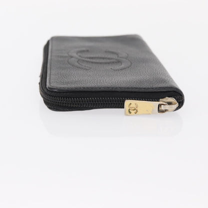 Chanel CC Zip Around Wallet Stitched Lambskin, BLACK, LEATHER, Wallets