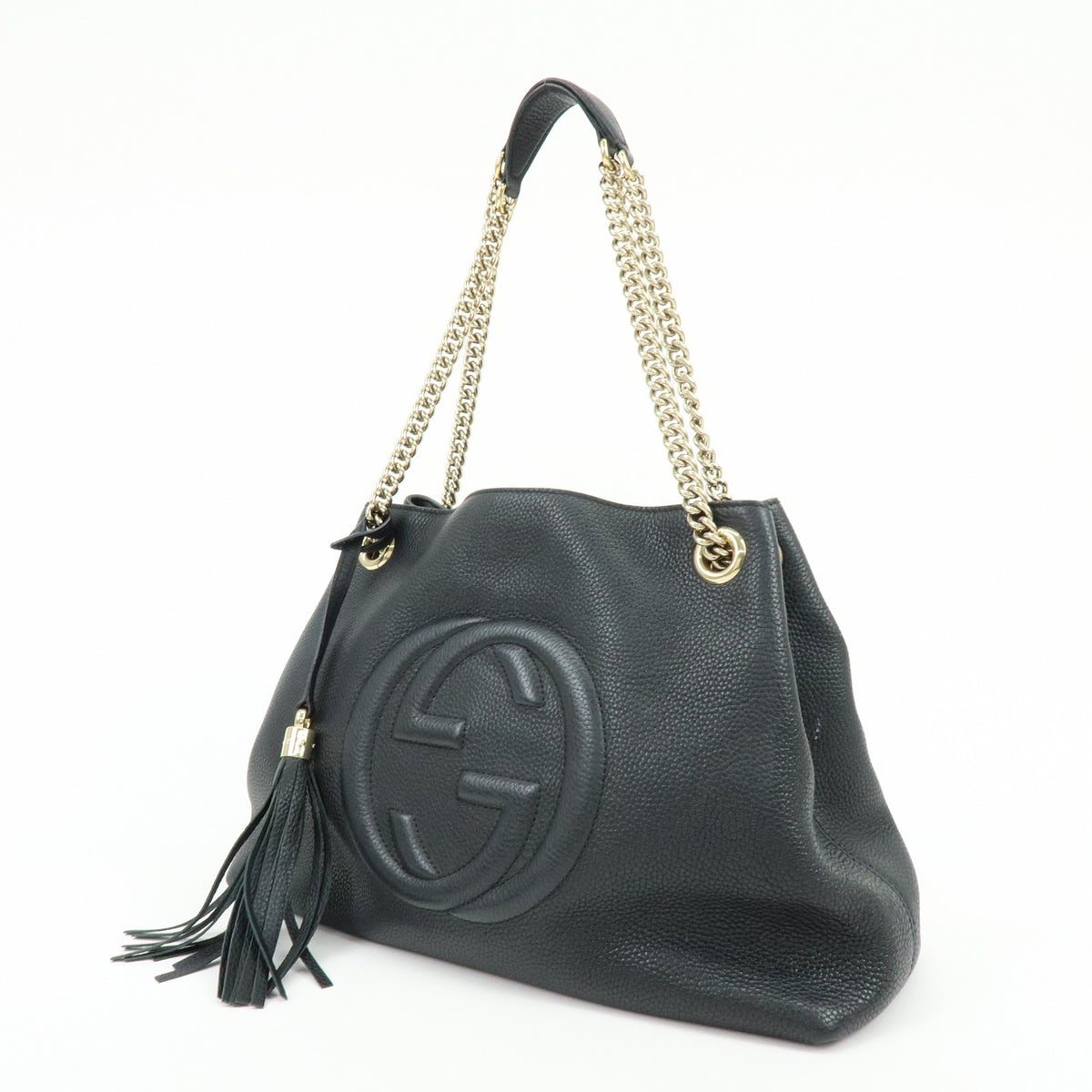Gucci Soho Chain Strap Leather, Black, Leather, Shoulder Bag