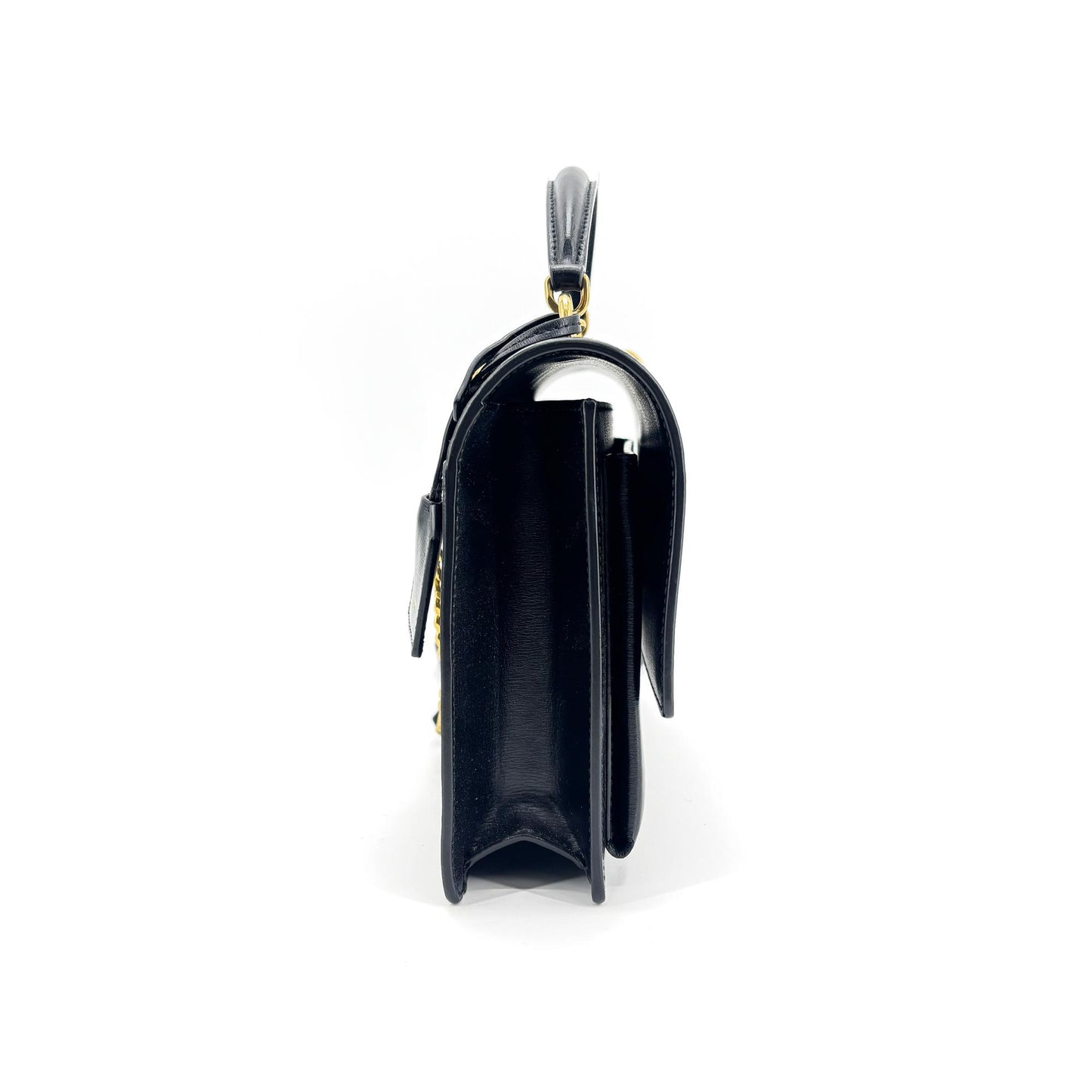 Saint Laurent Sunset Top Handle Chain Leather, Black, Leather, Handbag