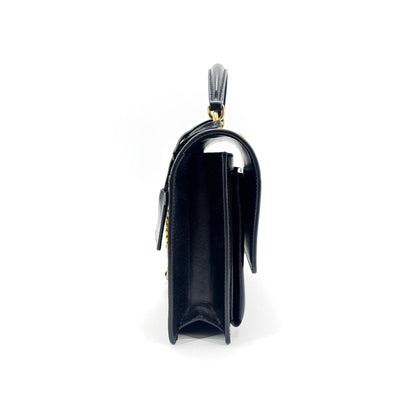 Saint Laurent Sunset Top Handle Chain Leather, Black, Leather, Handbag