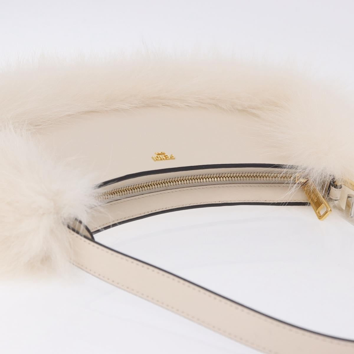 Fendi O'Lock Swing Leather with Fur, White, Leather, Shoulder Bag