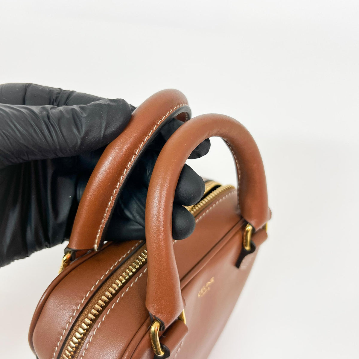 Celine Heart Leather, Brown, Calfskin, Handbag