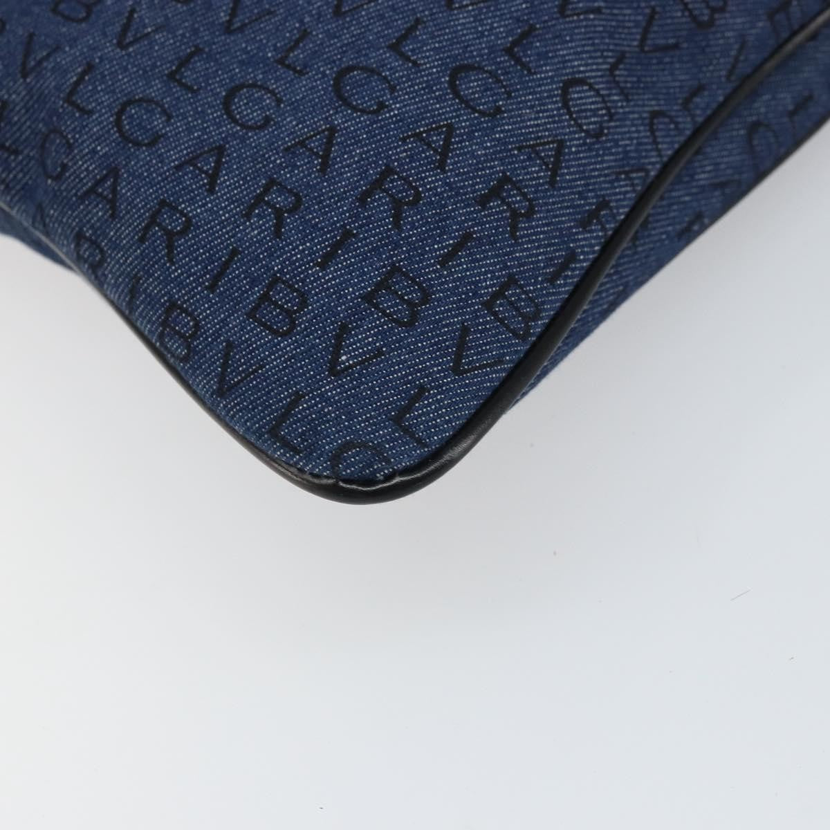 Bvlgari Logomania Canvas with Leather, Blue, Canvas, Shoulder Bag