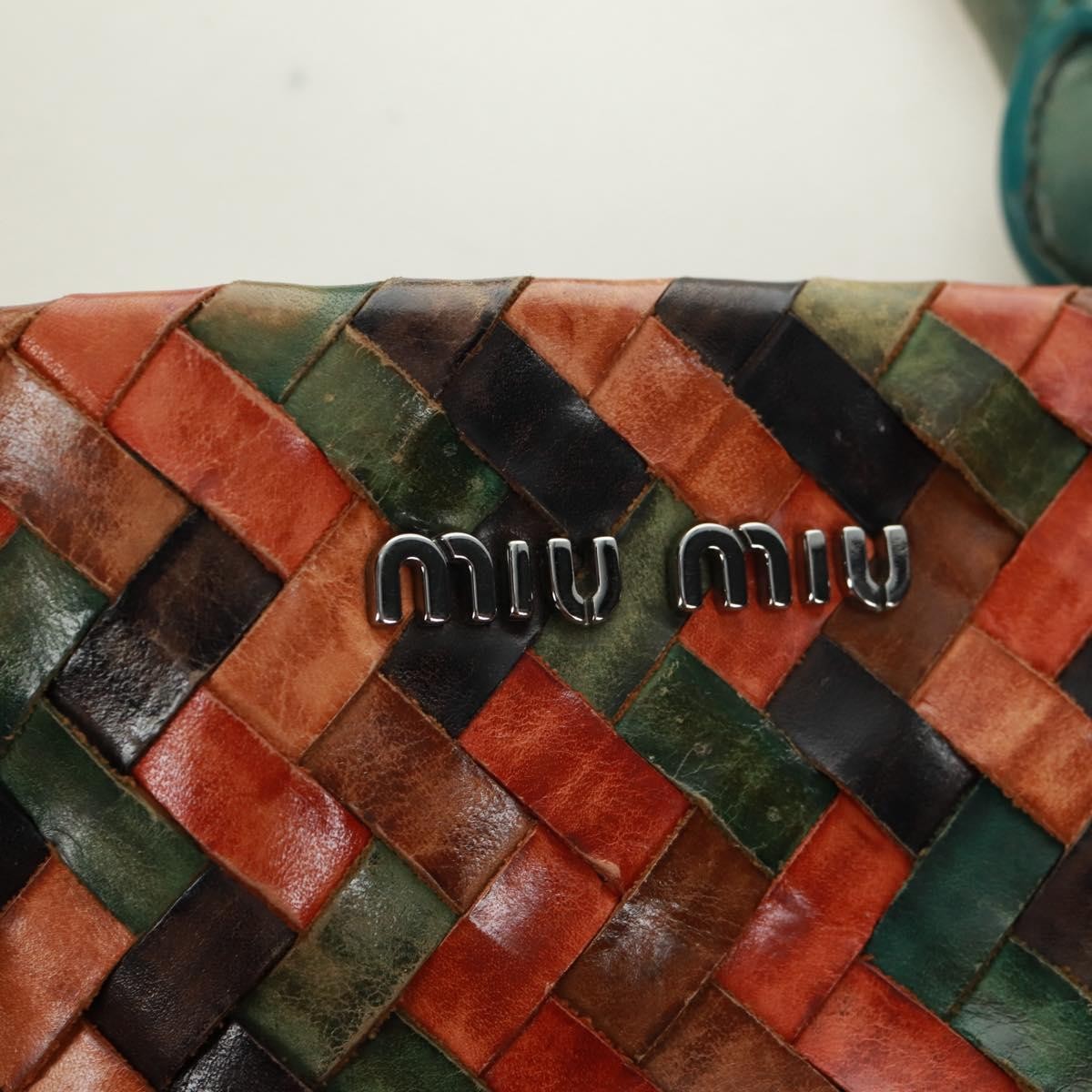 Miu Miu Chain Handle Pleated Leather, Multicolour, Leather, Handbag