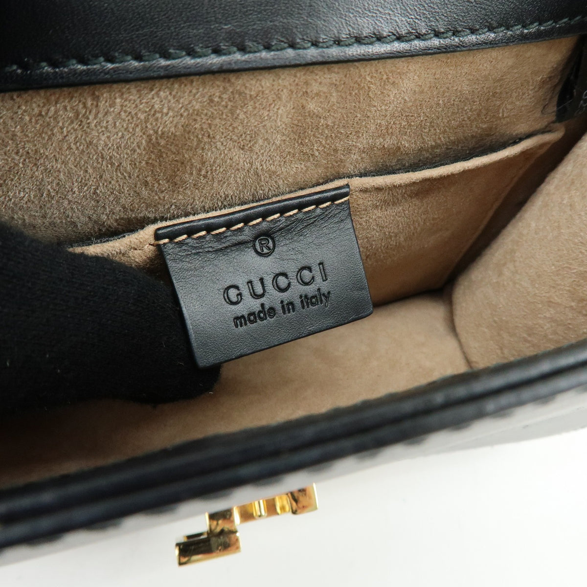 Gucci Sylvie Chain Leather, Black, Leather, Shoulder Bag