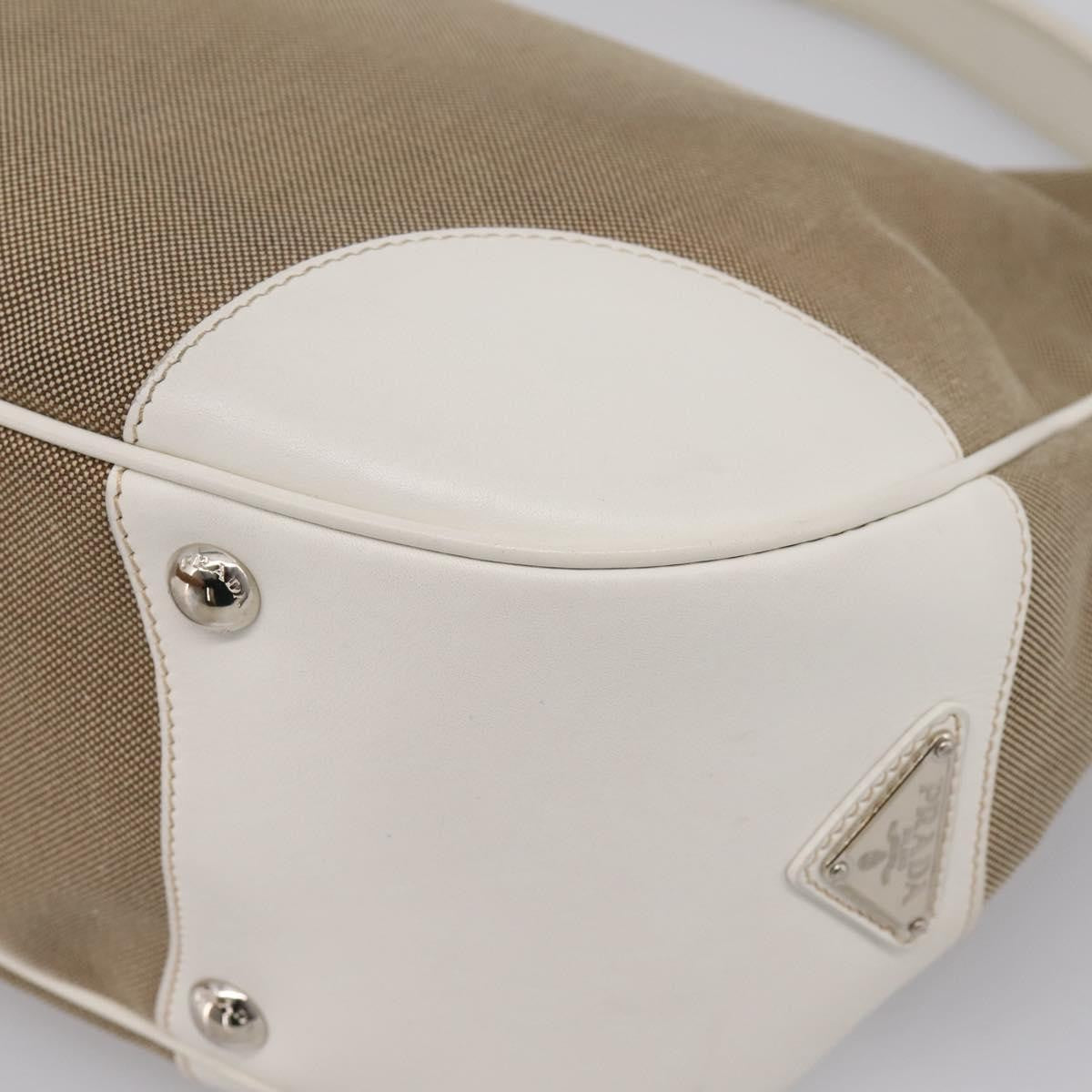 Prada Canapa Hobo Canvas with Leather, Beige, Canvas, Shoulder Bag