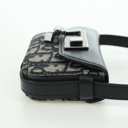 Christian Dior Clasp Lock Messenger Oblique Canvas and Leather, Navy, Canvas, Clutch
