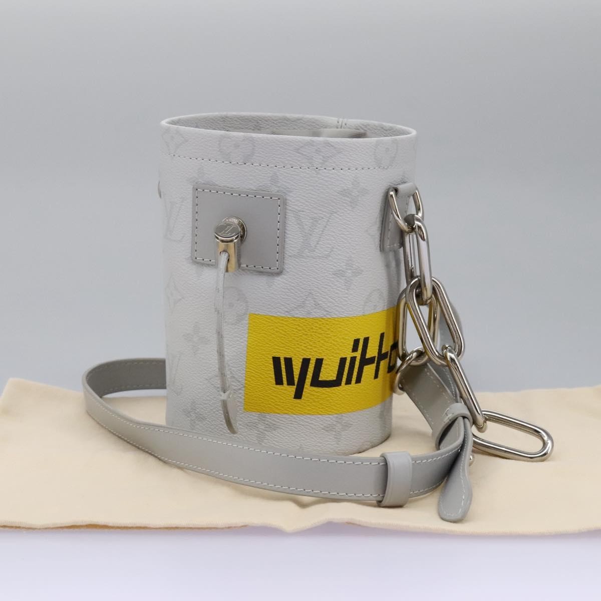 Louis Vuitton Chalk Nano Limited Edition Logo Story Monogram Canvas, Gray, Canvas, Clutch