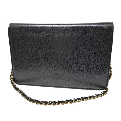 Chanel Wallet on Chain Caviar, Black, Leather, Clutch