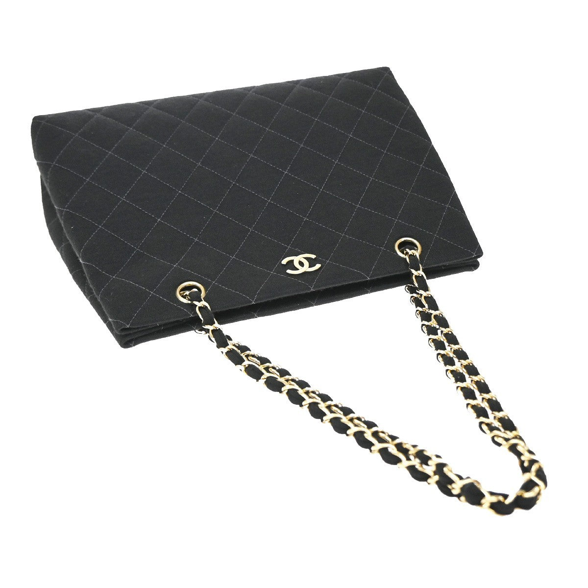 Chanel Vintage CC Chain Quilted Canvas, Black, Canvas, Tote Bag