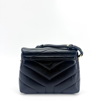 Saint Laurent LouLou Backpack Matelasse Chevron Leather, Black, Leather, Backpack