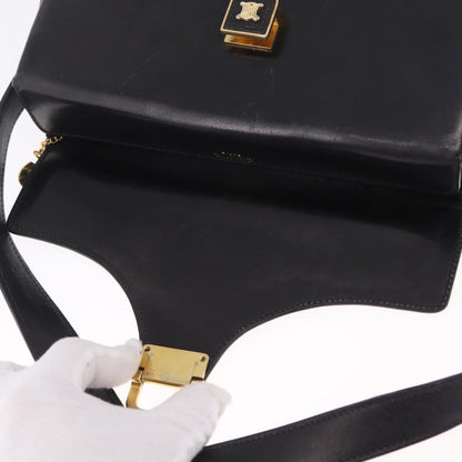 Celine Shoulder Leather, Black, Leather, Shoulder Bag