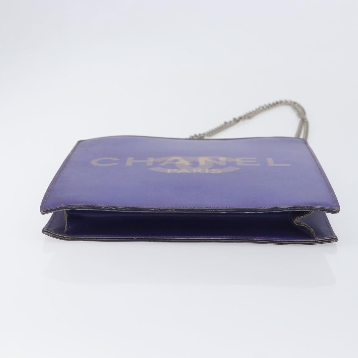 Chanel Vintage Holographic Chain Vinyl, Purple, Synthetic, Tote Bag