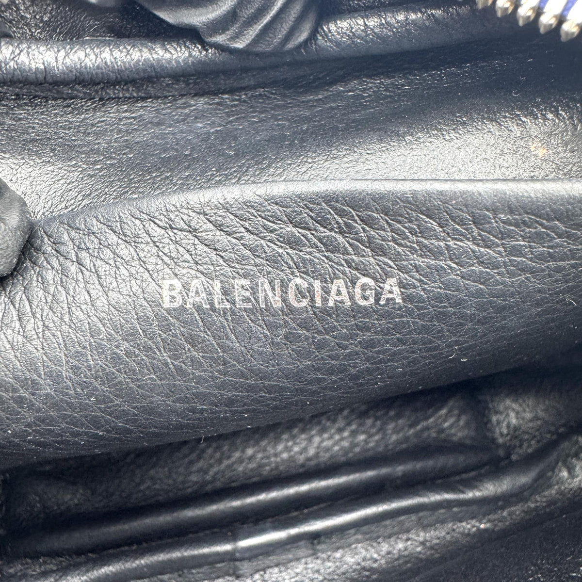 Balenciaga Everyday Camera Printed Leather, Blue, Leather, Handbag