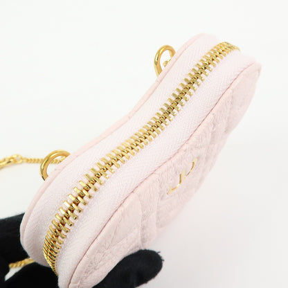 Christian Dior DiorAmour Caro Heart Pouch with Chain Cannage Quilt Calfskin, Pink, Leather, Clutch