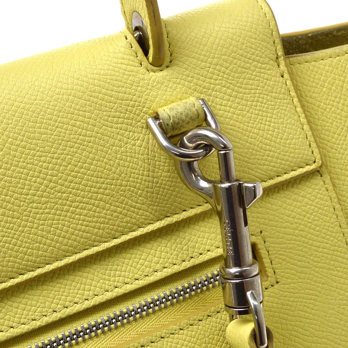 Celine Belt Leather, Yellow, Leather, Handbag