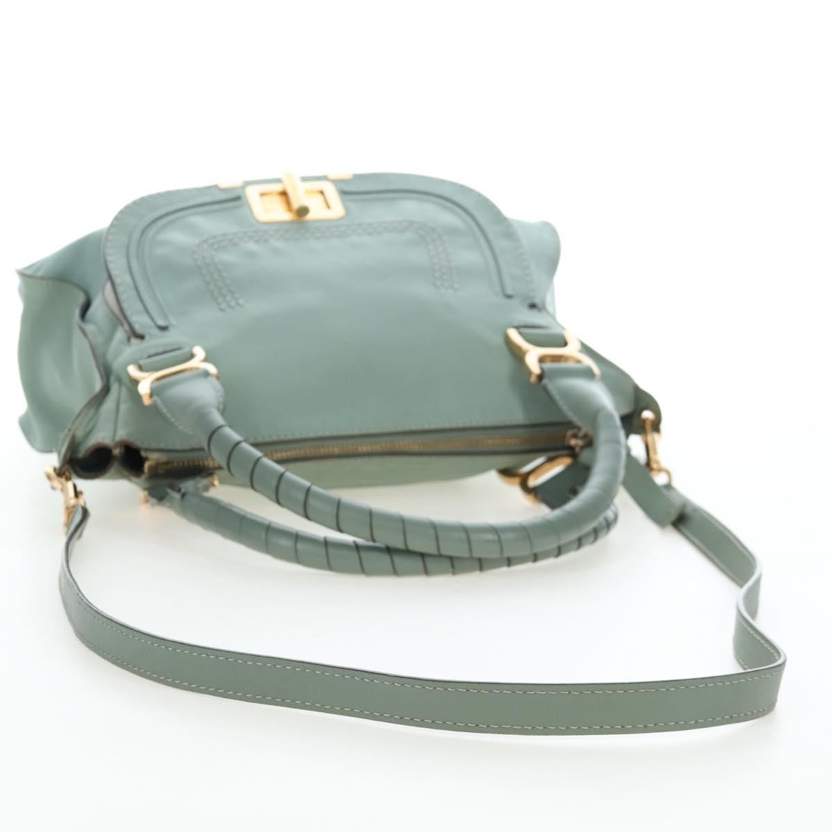 Chloe Marcie Top Handle Leather, Green, Leather, Handbag