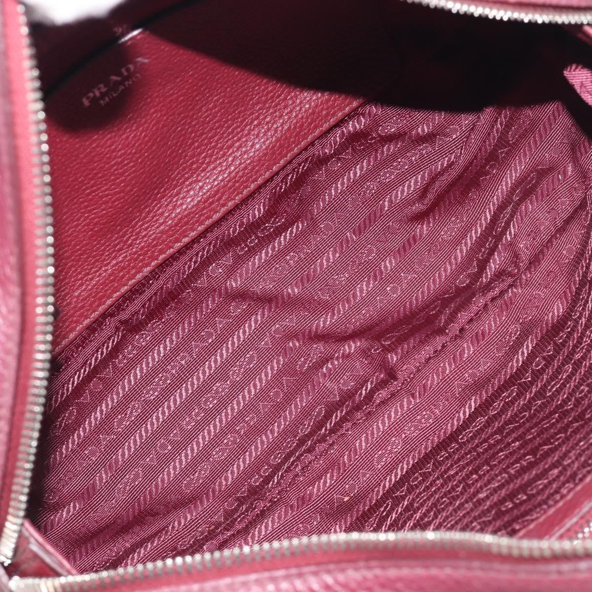 Prada Front Pocket Pushlock Convertible Boston Vitello Daino, Burgundy, Leather, Handbag