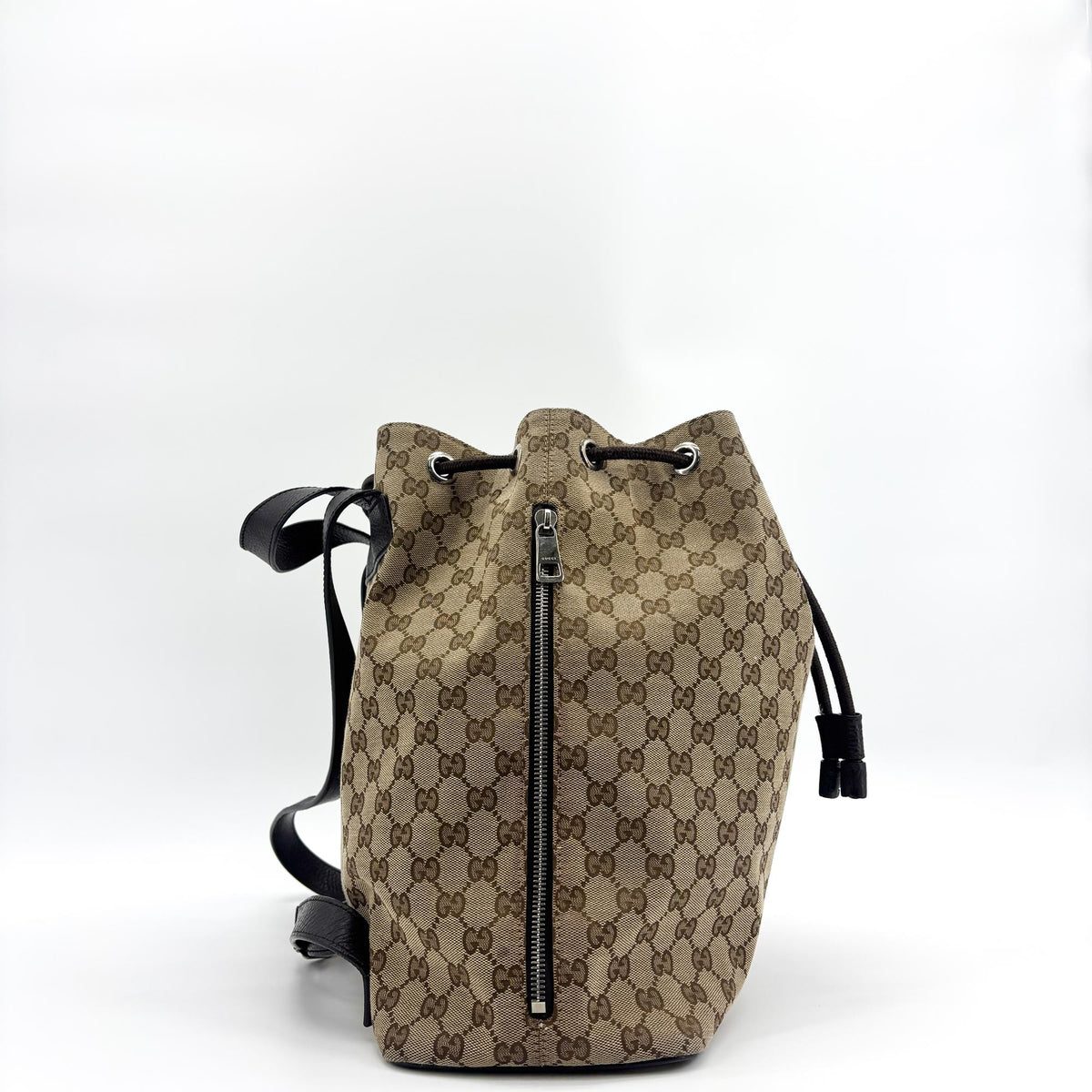 Gucci Drawstring GG Canvas, Black, Canvas, Backpack