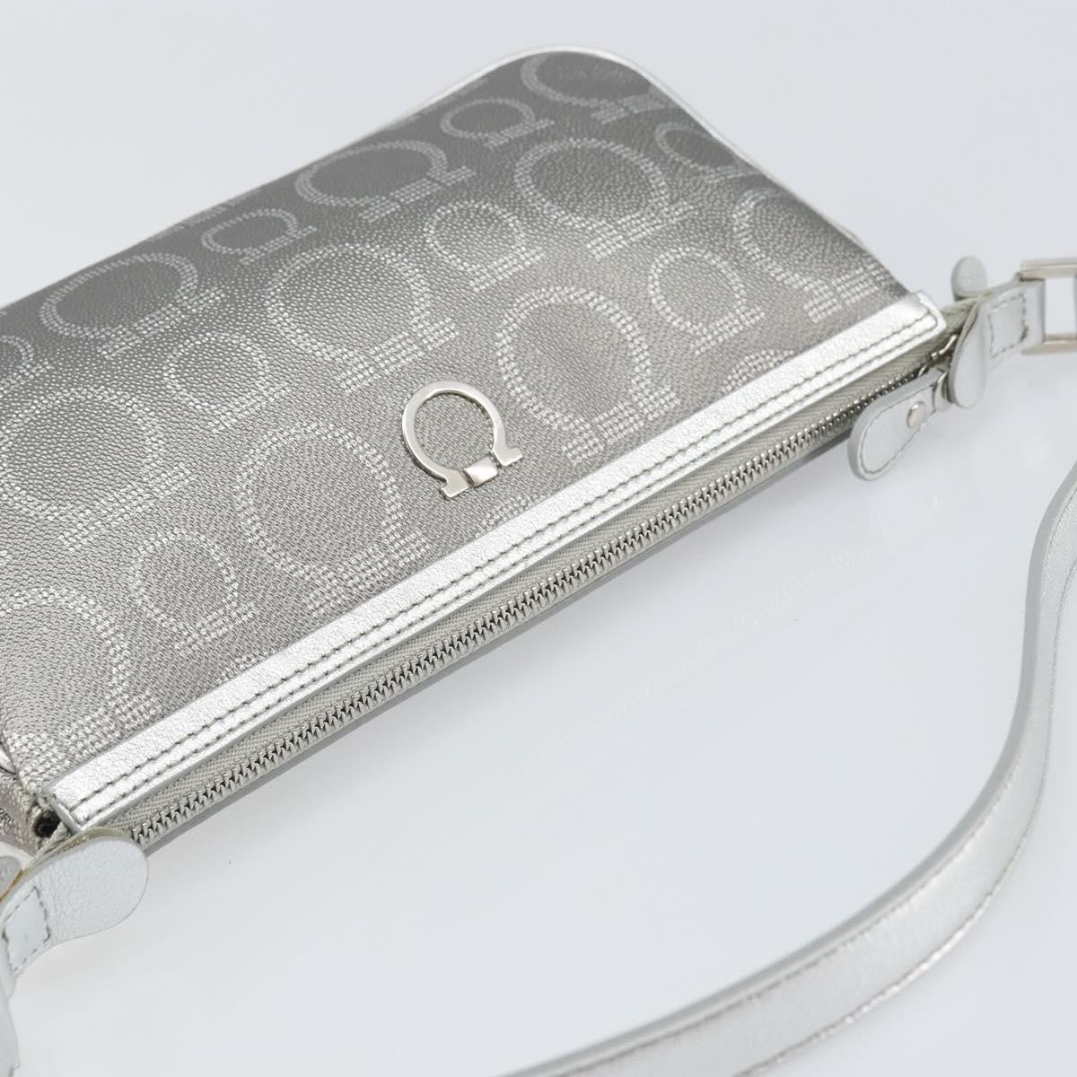 Salvatore Ferragamo Gancini Leather, Silver, Leather, Crossbody Bag