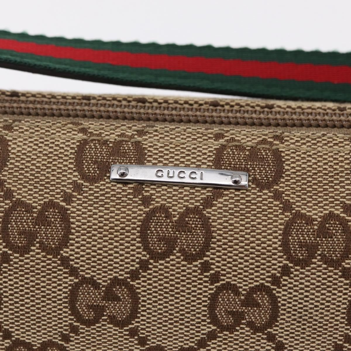 Gucci Web Boat Pochette GG Canvas and Leather, Beige, Canvas, Handbag