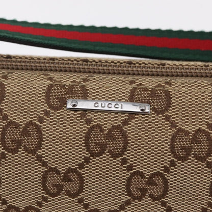 Gucci Web Boat Pochette GG Canvas and Leather, Beige, Canvas, Handbag