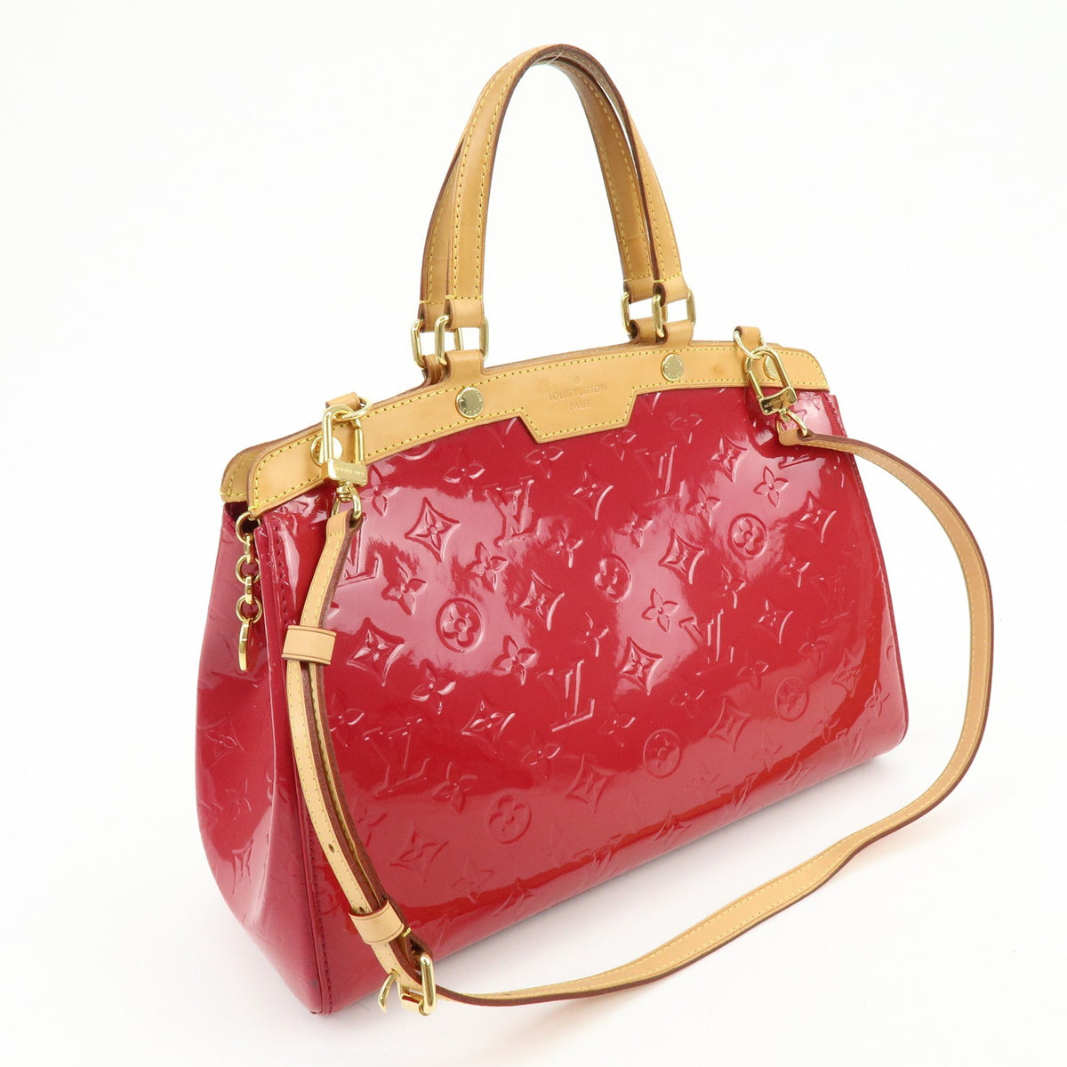 Louis Vuitton Brea Monogram Vernis, Red, Leather, Handbag