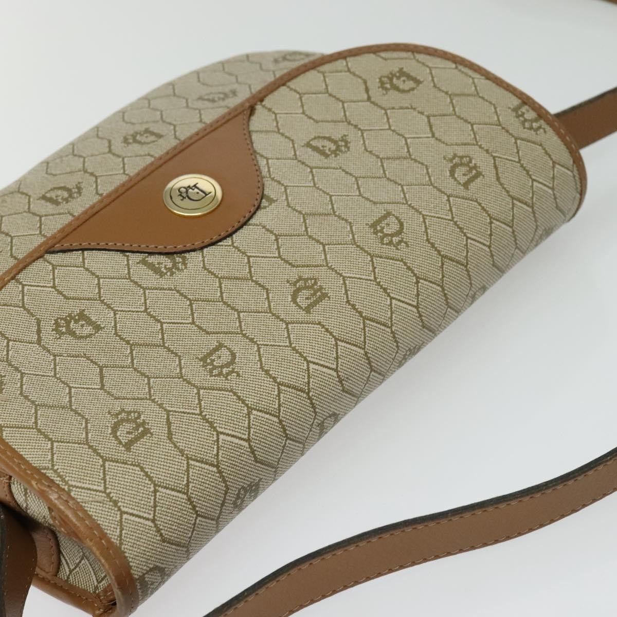 Christian Dior Vintage Honeycomb Canvas, Beige, Canvas, Shoulder Bag