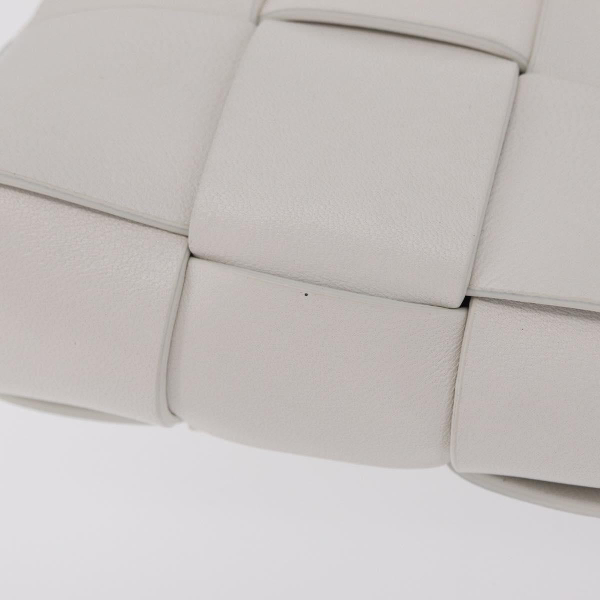 Bottega Veneta The Snap Clutch Maxi Intrecciato Leather with Wood and Metal, White, Leather, Clutch