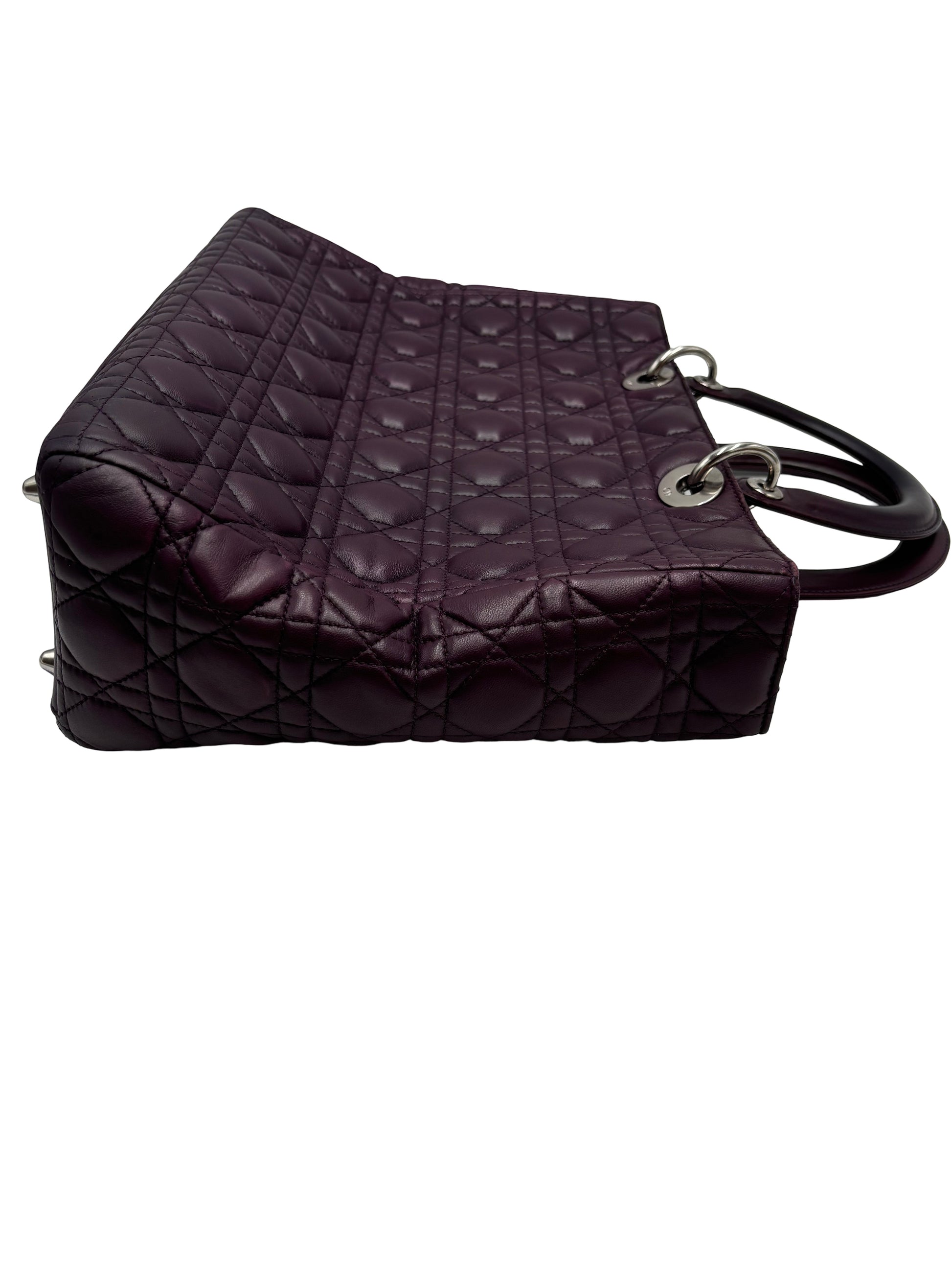 Christian Dior Saddle Handbag with Strap Leather, Purple, Leather, Handbag