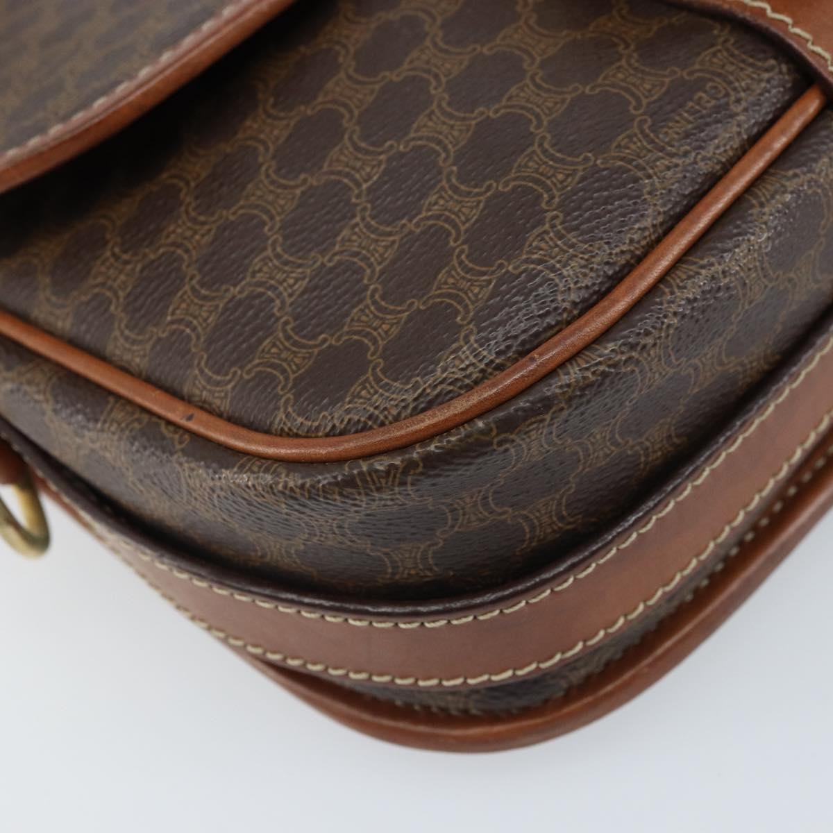 Celine Vintage Macadam Canvas and Leather, Brown, PVC, Shoulder Bag