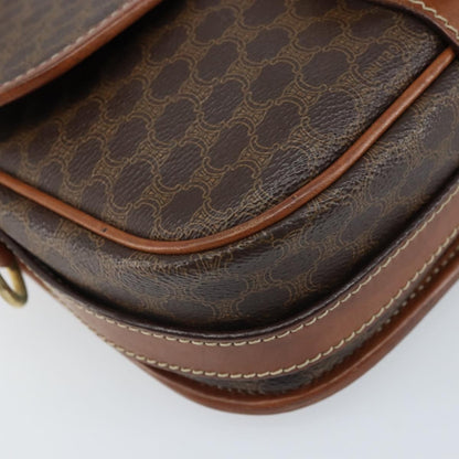 Celine Vintage Macadam Canvas and Leather, Brown, PVC, Shoulder Bag