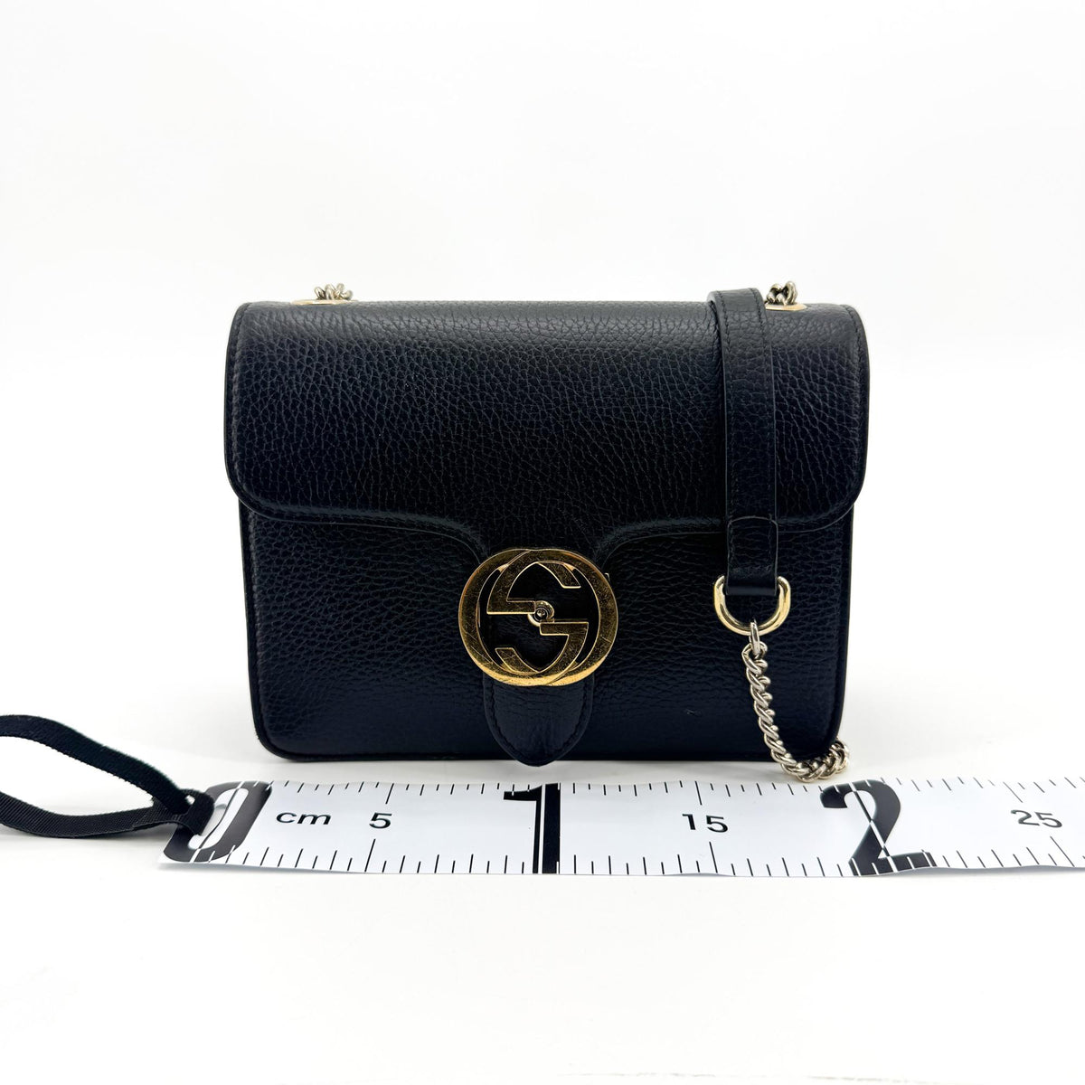Gucci Interlocking Leather, Black, Leather, Shoulder Bag