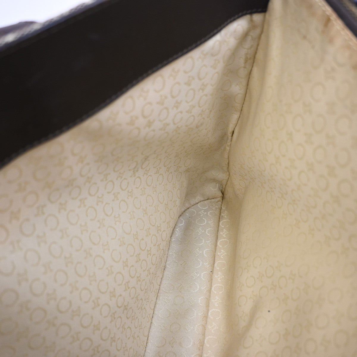 Celine Vintage Macadam Shopper Coated Canvas, Brown, Canvas, Tote Bag