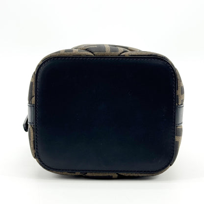 Fendi Mon Tresor Bucket Zucca Quilted Silk, Black, Canvas, Handbag