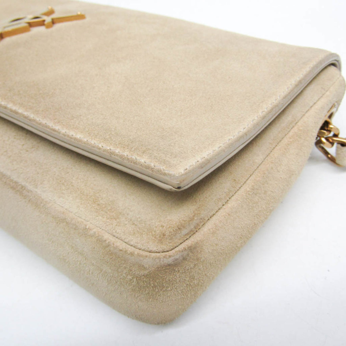 Saint Laurent Classic Monogram Tassel Clutch Suede, Beige, Suede, Clutch