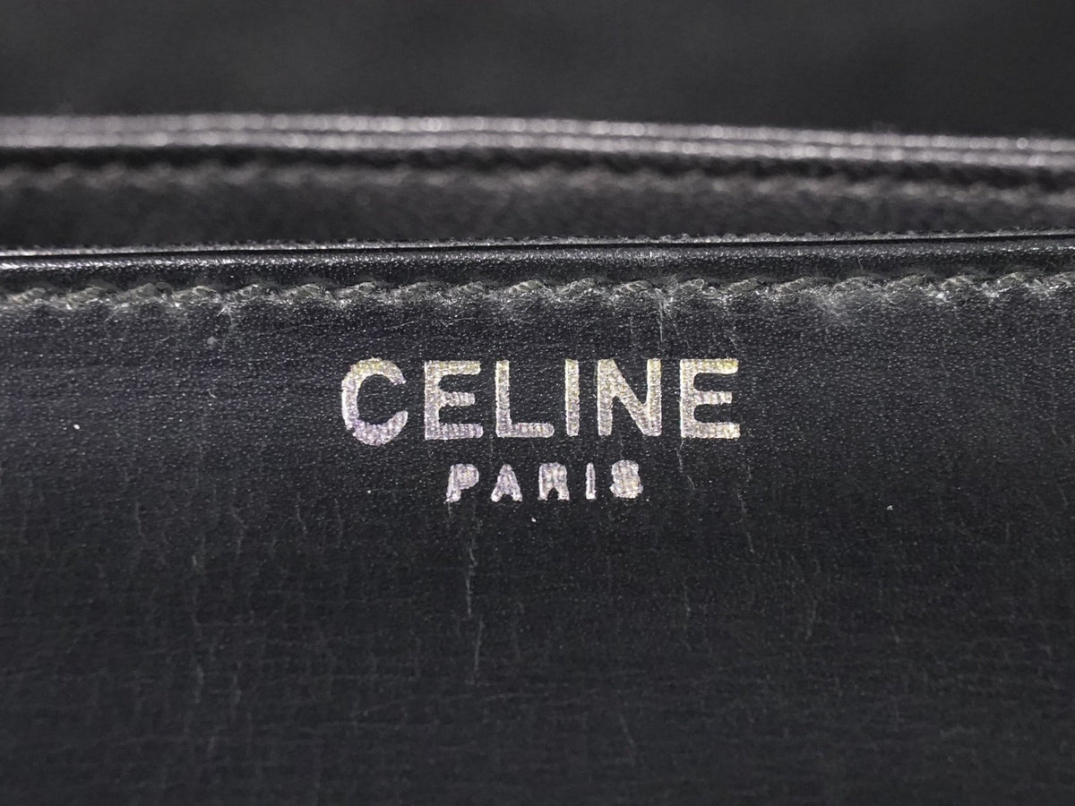 Celine Shoulder Leather, Black, Leather, Shoulder Bag