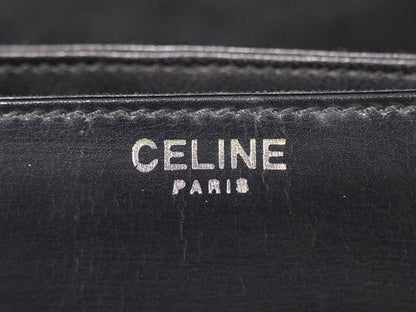Celine Shoulder Leather, Black, Leather, Shoulder Bag