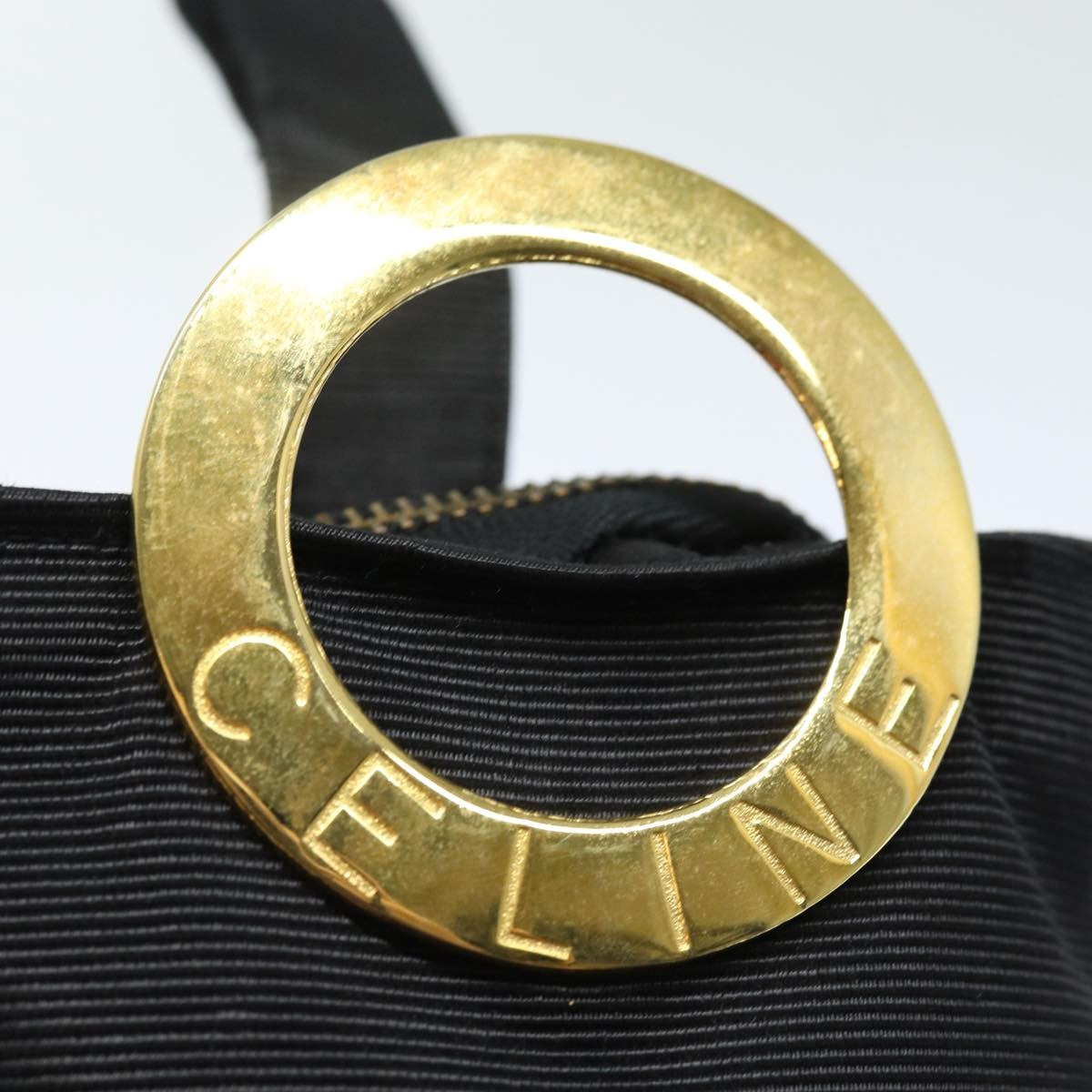 Celine Circle Logo Nylon, Black, Nylon, Clutch
