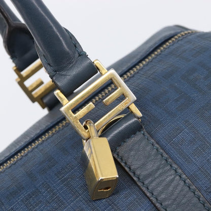 Fendi Boston Zucchino Coated Canvas, Navy, Canvas, Handbag