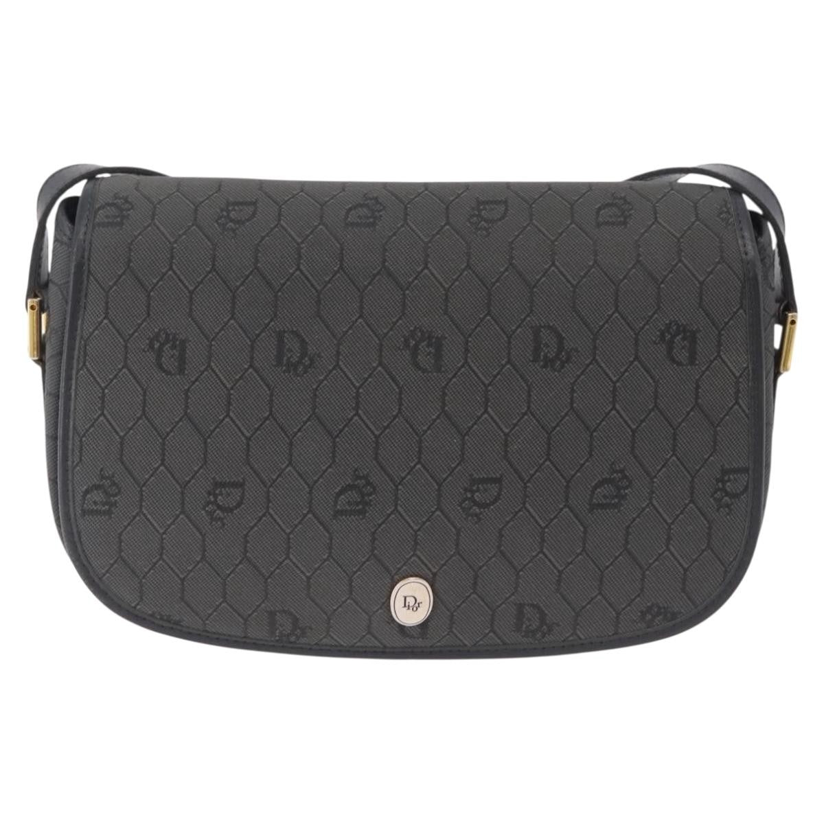 Christian Dior Vintage Honeycomb Canvas, Black, Canvas, Shoulder Bag