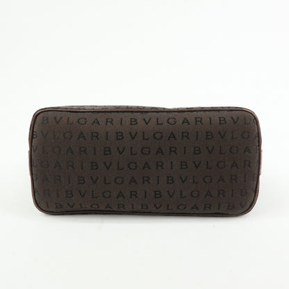 Bvlgari Logomania Suede, Brown, Canvas, Handbag