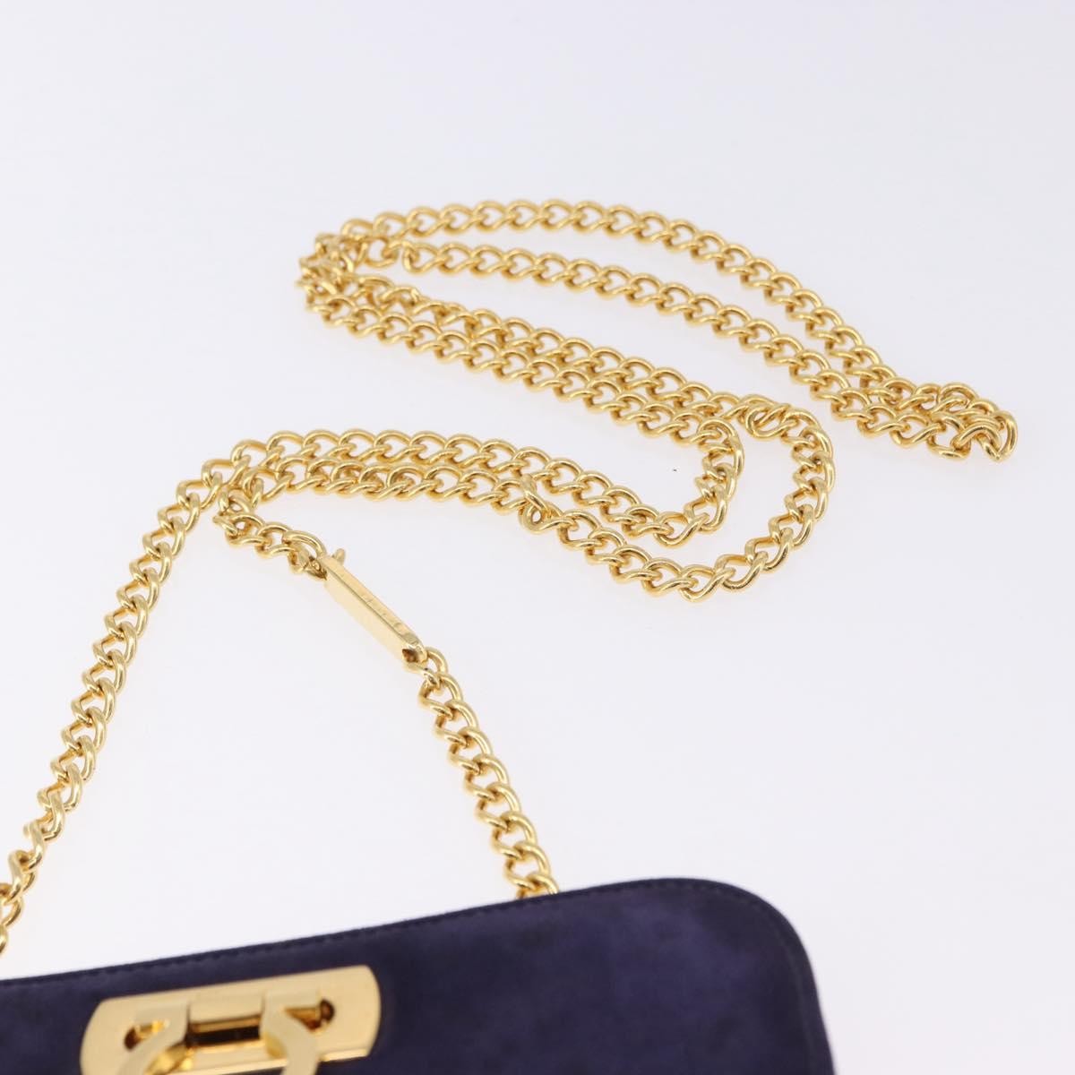 Salvatore Ferragamo Vintage Gancini Chain Suede, Purple, Suede, Shoulder Bag