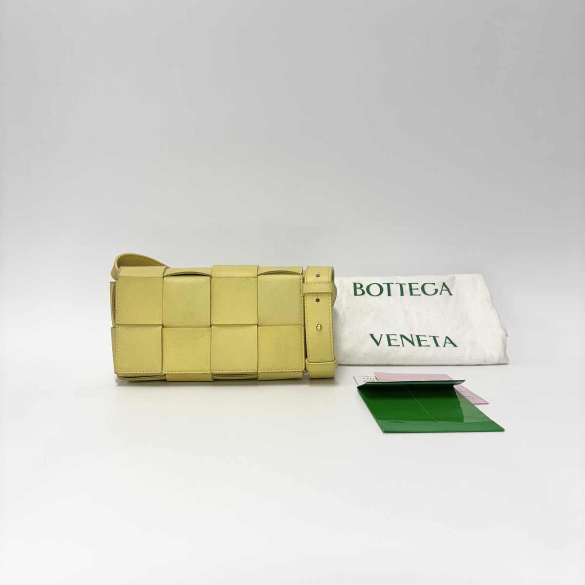 Bottega Veneta Fun Cassette Maxi Intrecciato Leather, Yellow, Leather, Crossbody Bag