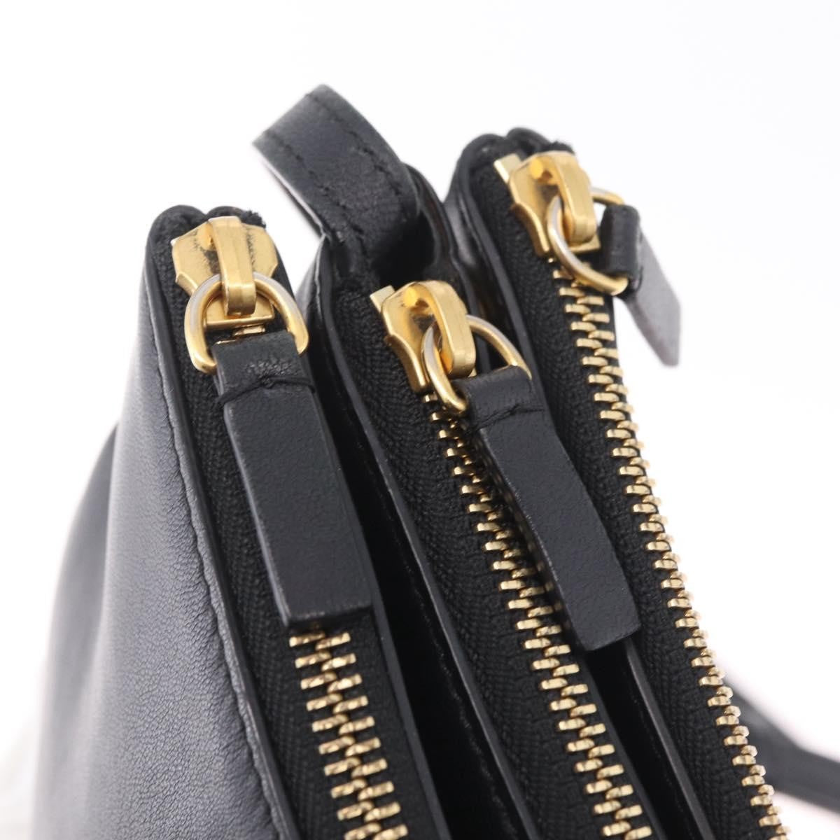 Celine Trio Leather, Black, Leather, Crossbody Bag