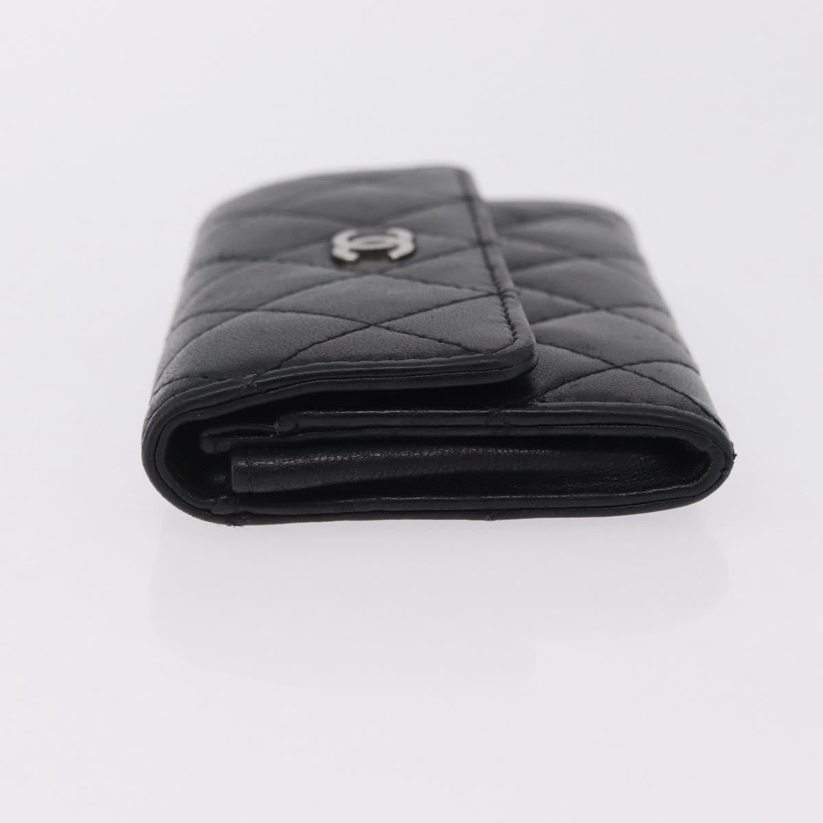 Chanel CC Flap Card Case Quilted Lambskin, Black, Leather, Card Holder
