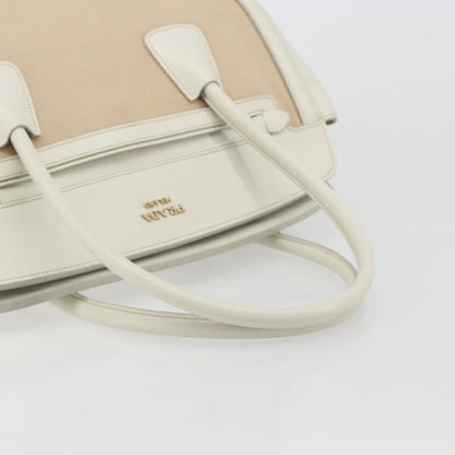 Prada Cuir Frame Convertible Canvas and Saffiano Leather, Beige, Canvas, Tote Bag