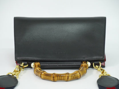 Gucci Nymphaea Top Handle Leather, Black, Leather, Handbag
