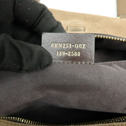 Fendi Boxy Leather with Pequin Canvas, Brown, Leather, Tote Bag